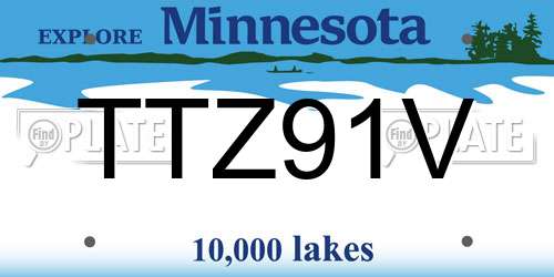 TTZ91V Minnesota License Plate