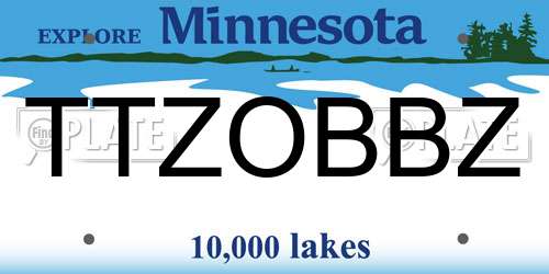 TTZOBBZ Minnesota License Plate
