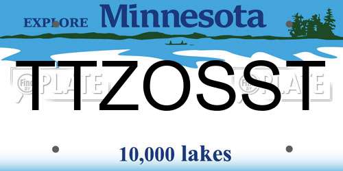 TTZOSST Minnesota License Plate