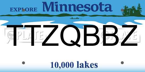 TTZQBBZ Minnesota License Plate
