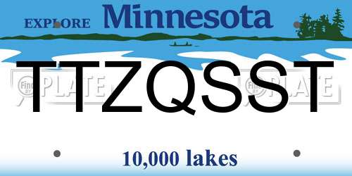 TTZQSST Minnesota License Plate