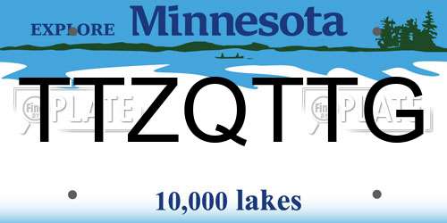 TTZQTTG Minnesota License Plate