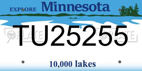 TU25255 Minnesota License Plate