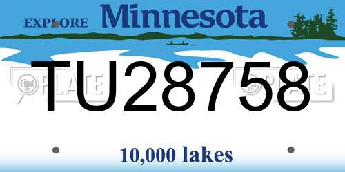 TU28758 Minnesota License Plate