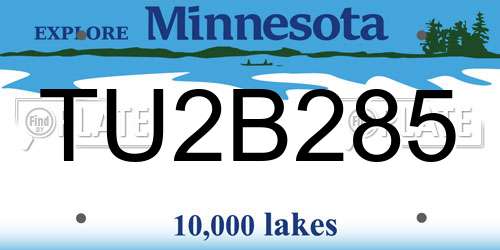 TU2B285 Minnesota License Plate
