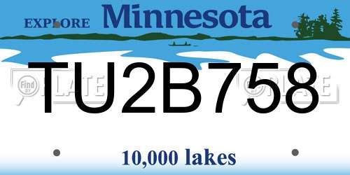TU2B758 Minnesota License Plate