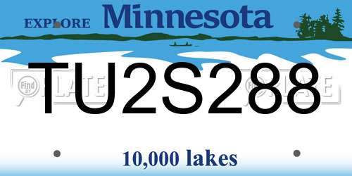 TU2S288 Minnesota License Plate
