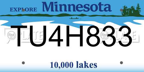 TU4H833 Minnesota License Plate