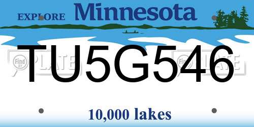 TU5G546 Minnesota License Plate