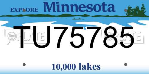 TU75785 Minnesota License Plate