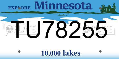 TU78255 Minnesota License Plate