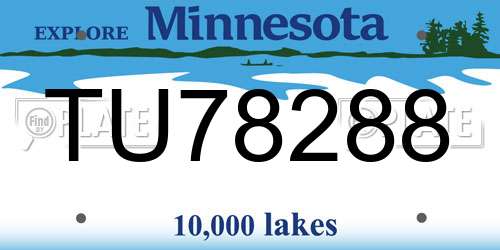 TU78288 Minnesota License Plate