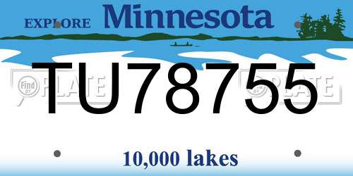 TU78755 Minnesota License Plate