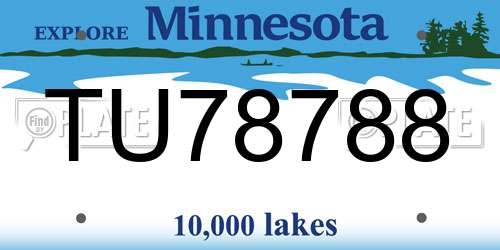 TU78788 Minnesota License Plate