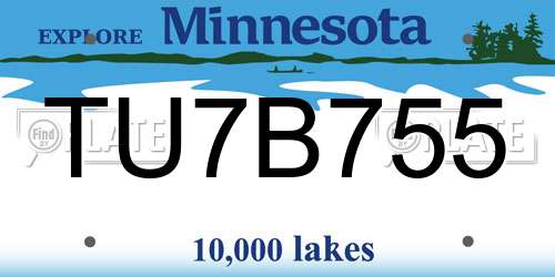 TU7B755 Minnesota License Plate