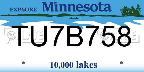 TU7B758 Minnesota License Plate