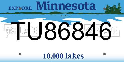 TU86846 Minnesota License Plate
