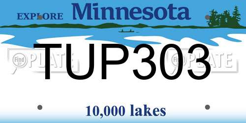 TUP303 Minnesota License Plate
