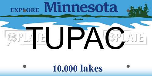 TUPAC Minnesota License Plate