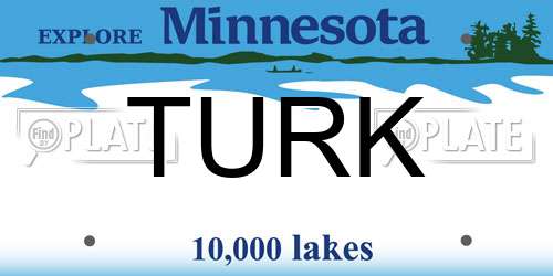 TURK Minnesota License Plate