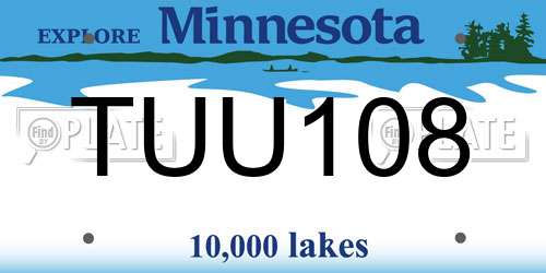 TUU108 Minnesota License Plate
