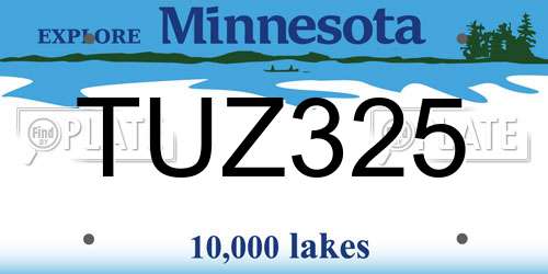 TUZ325 Minnesota License Plate