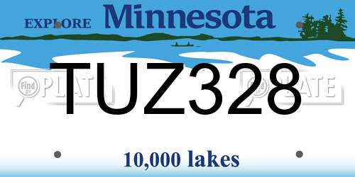 TUZ328 Minnesota License Plate