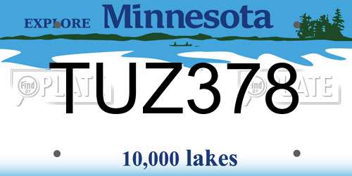 TUZ378 Minnesota License Plate