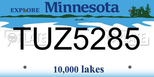 TUZ5285 Minnesota License Plate