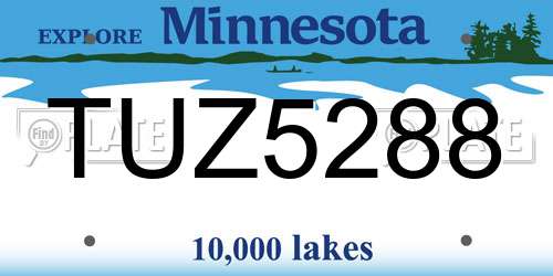 TUZ5288 Minnesota License Plate