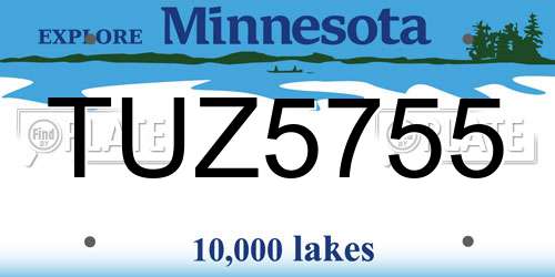 TUZ5755 Minnesota License Plate