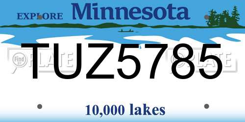 TUZ5785 Minnesota License Plate