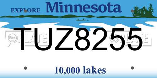 TUZ8255 Minnesota License Plate