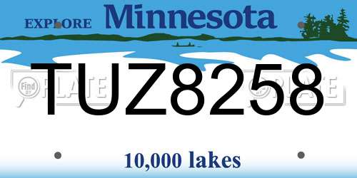 TUZ8258 Minnesota License Plate