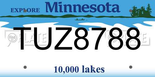 TUZ8788 Minnesota License Plate