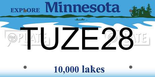 TUZE28 Minnesota License Plate