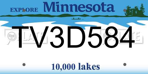 TV3D584 Minnesota License Plate