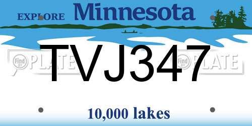 TVJ347 Minnesota License Plate