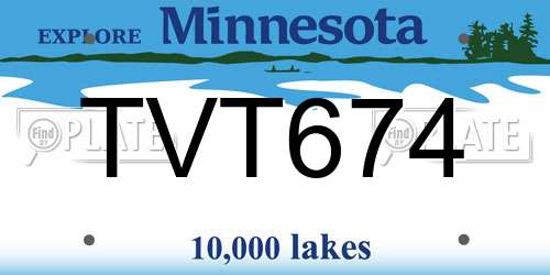 TVT674 Minnesota License Plate