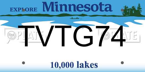 TVTG74 Minnesota License Plate