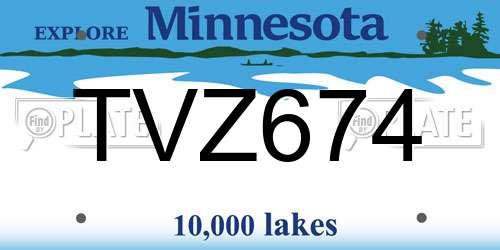 TVZ674 Minnesota License Plate