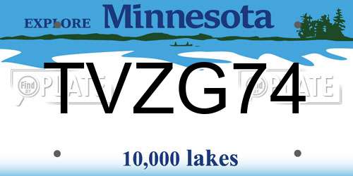 TVZG74 Minnesota License Plate