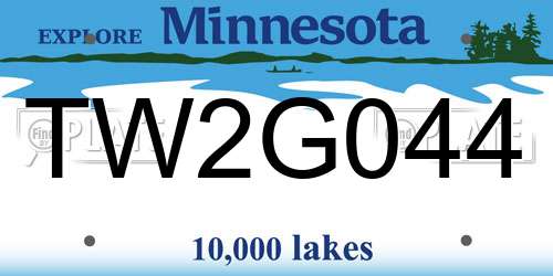 TW2G044 Minnesota License Plate