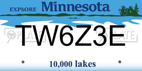 TW6Z3E Minnesota License Plate