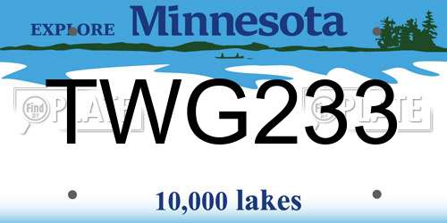 TWG233 Minnesota License Plate