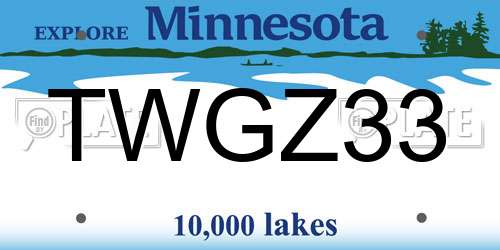 TWGZ33 Minnesota License Plate
