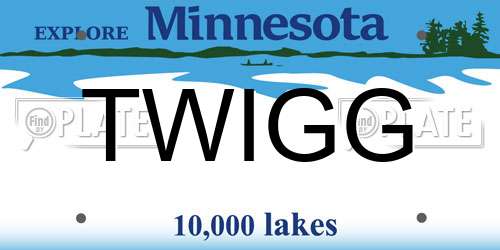 TWIGG Minnesota License Plate