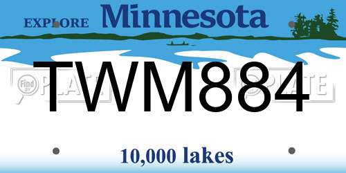 TWM884 Minnesota License Plate