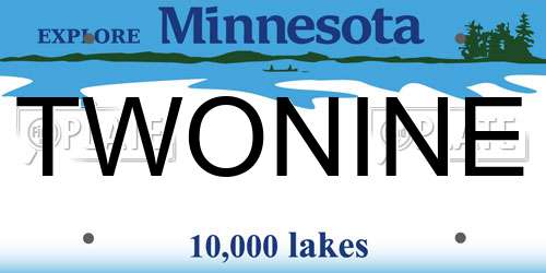 TWONINE Minnesota License Plate