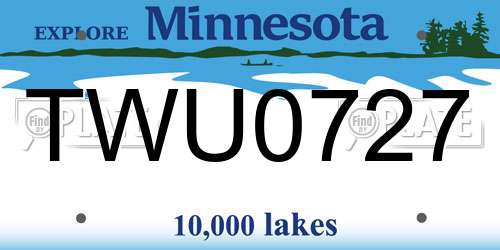 TWU0727 Minnesota License Plate